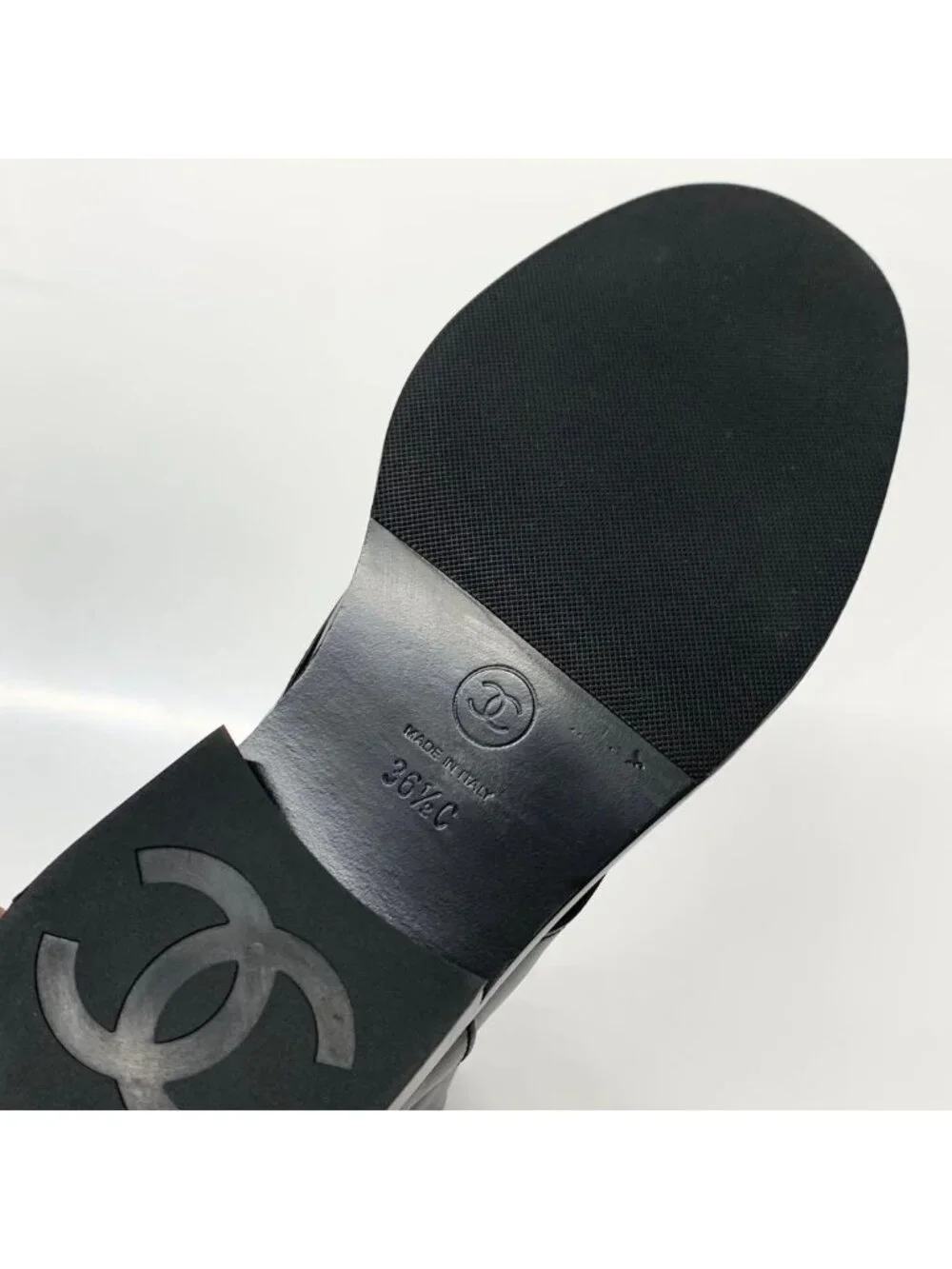 Chanel CC Logo Leather Lace-up Short Boots Black